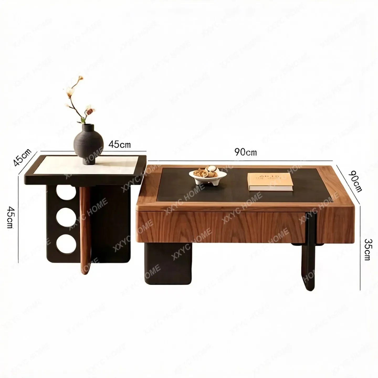 

X36 Medieval Style Square Coffee Table Combination Retro Modern Living Room Home Small Apartment Travertine Coffee Tabl