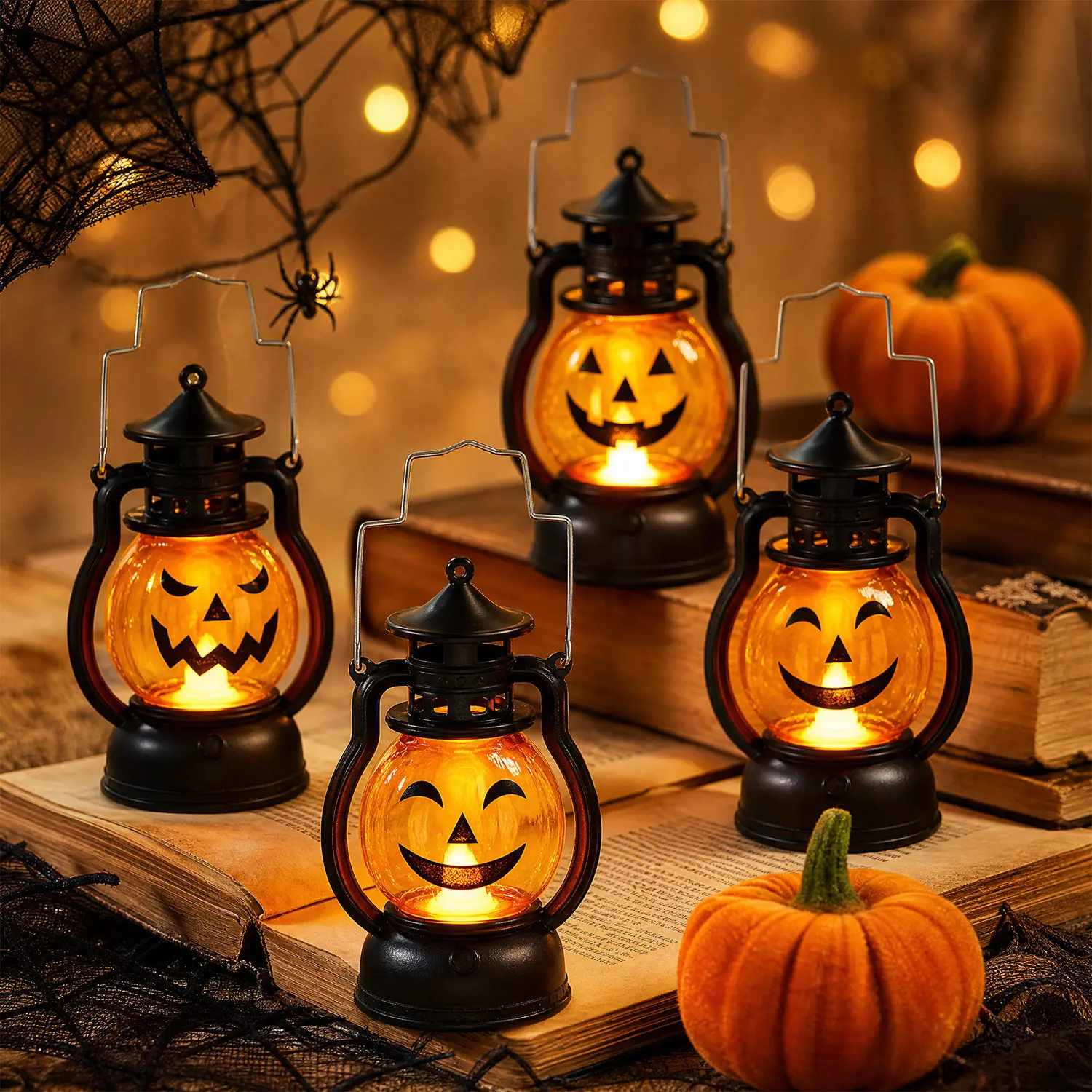1-20PCS Creative Halloween Pumpkin Skull LED Oil Lantern Pony Light Bar Party Favor Decor for Spooky Theme Celebration Gift