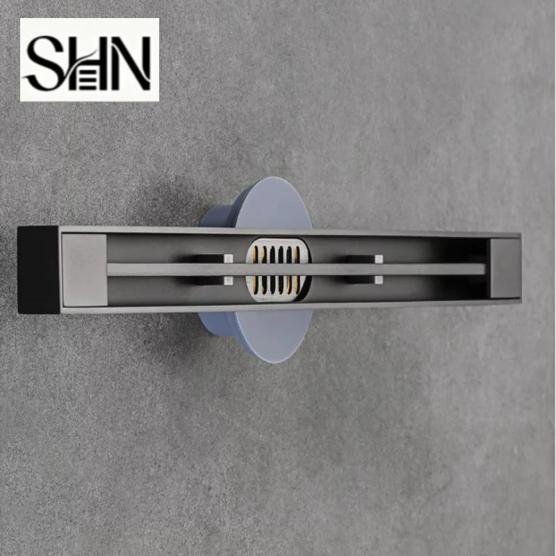 H Electroplated Gray Ultra‑narrow Linear Floor Drain, Thickened 304 Stainless Steel, Anti‑odor Anti‑insect Drain for Shower Room