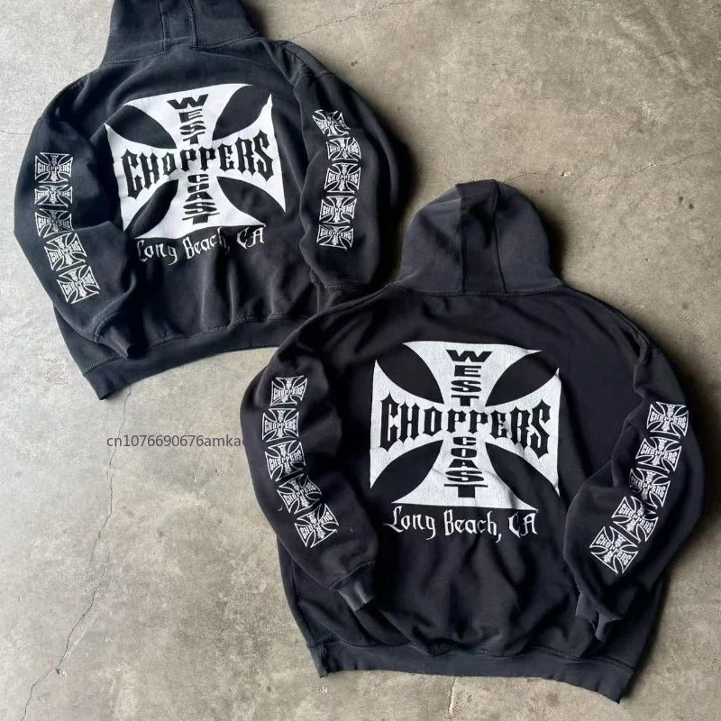 

Pullover Hoodie Men Black Cotton High Quality Thickened Sweatshirt Ins Tide Summer Loose Street Letters Printed Flowers Hoodie