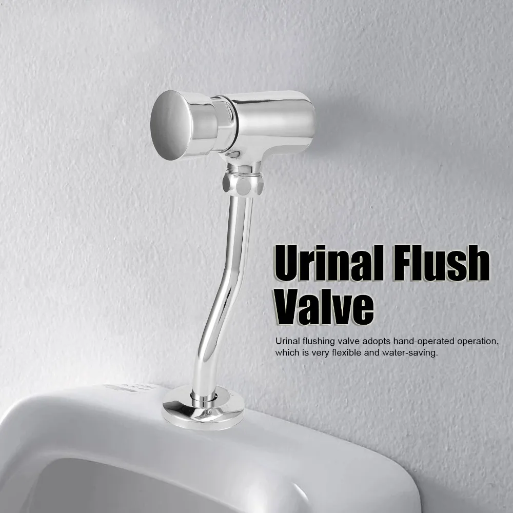 Copper Urinal Flush Valve G1/2 Connection Hand Press Type Flushing Tool Copper Material 4-8 Second Delay Manual Flush Valve