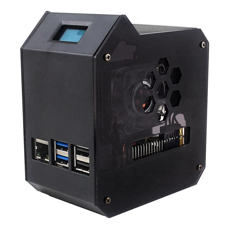For Raspberry Pi 5 ABS Mini Tower Fan Kit JST 4 Pin Port Fan Kit With 0.96 Inch OLED Display Kit-ABIU