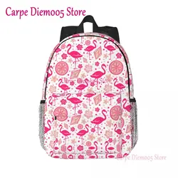 Cute Pink Flamingo Summer Vibes Flamingos Pattern Laptop Backpack Women Men Casual Bookbag for College School Student Bags
