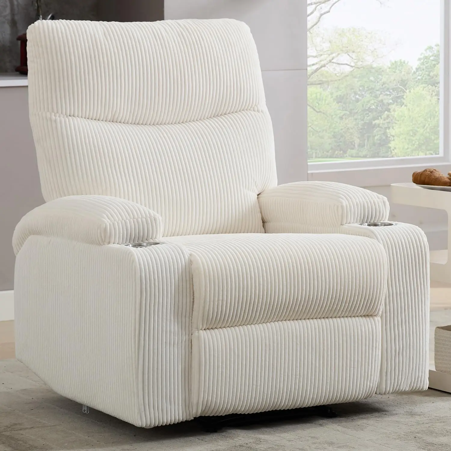 Manual Recliner Chair with Pull Ring, 3 Position 140° Reclining Sofa for Living Room, Nursery, RV, and, Customized