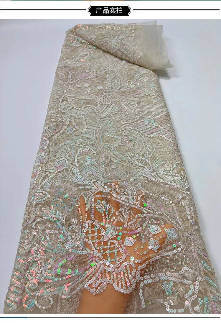 

1yard new gauze fabric random patterned butterfly bead sequin embroidery tissu wedding Dress cheongsam fabric for clothing