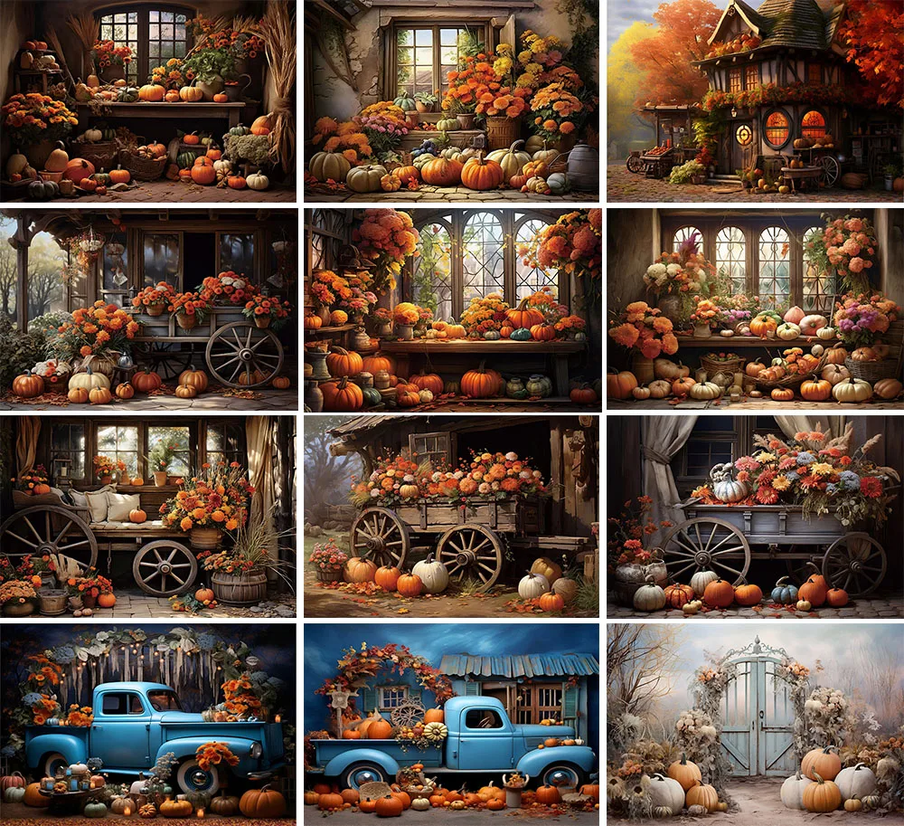 Mehofond Photography Background Autumn Pumpkin Fall Farm Thanksgiving Child Birthday Party Portrait Decor Backdrop Photo Studio