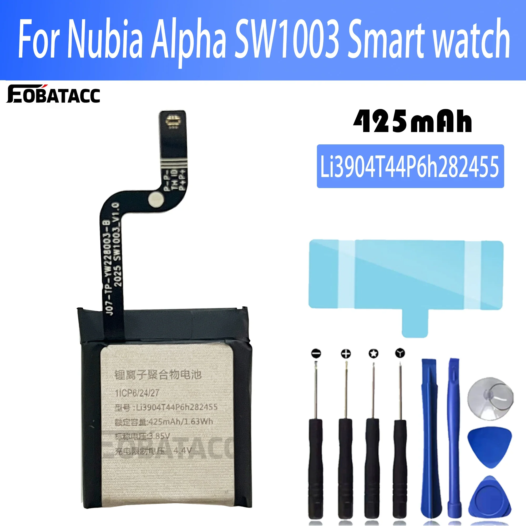 100% New Original Battery Li3904T44P6h282455 For Nubia Alpha SW1003 Smart watch Battery + Free Tools