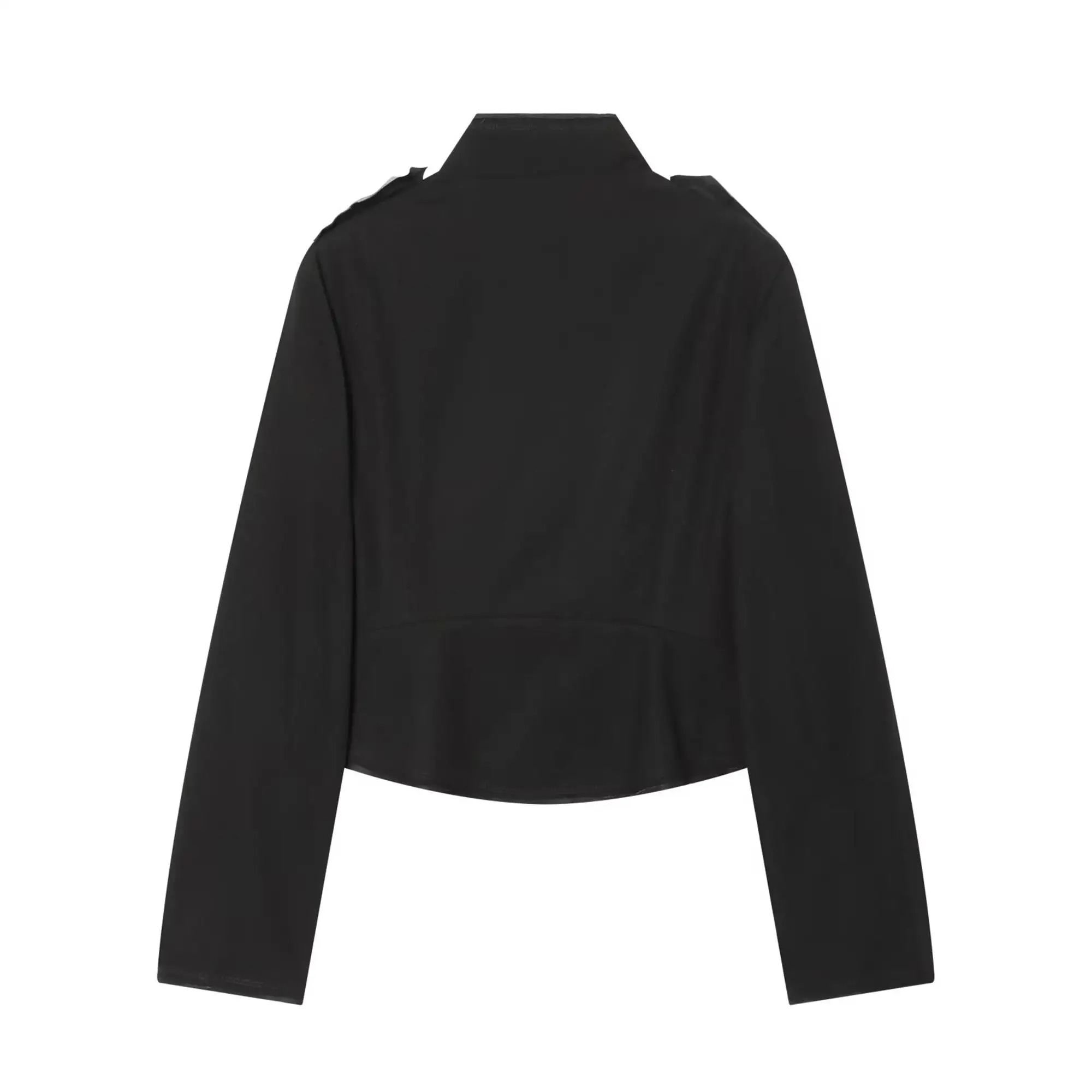 TFMLN Neue Damen Napoleon-Jacke mit Schrägknöpfung, Stehkragen, Asymmetrischer Kurzmantel, Frühjahrs-Neuheit, Retro-Chic Oberbekleidung für Frauen – Detail 3