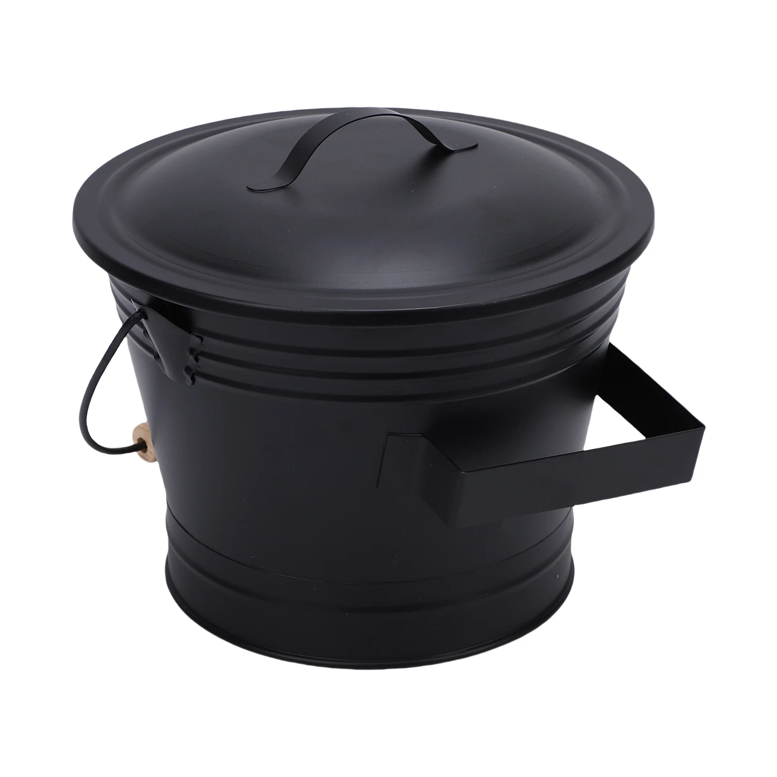 

Металлическое ведро для золы с крышкой и лопаткой, с деревянной ручкой, для камина/очага, большой емкости, для домашнего использования, черное