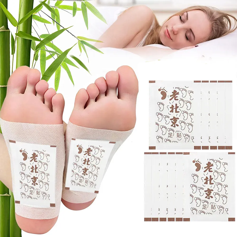 해독 발 패치 수면 개선 스트레스 완화 발 관리 도구 천연 대나무 한약 쑥 발 붙여 넣기 접착 패드