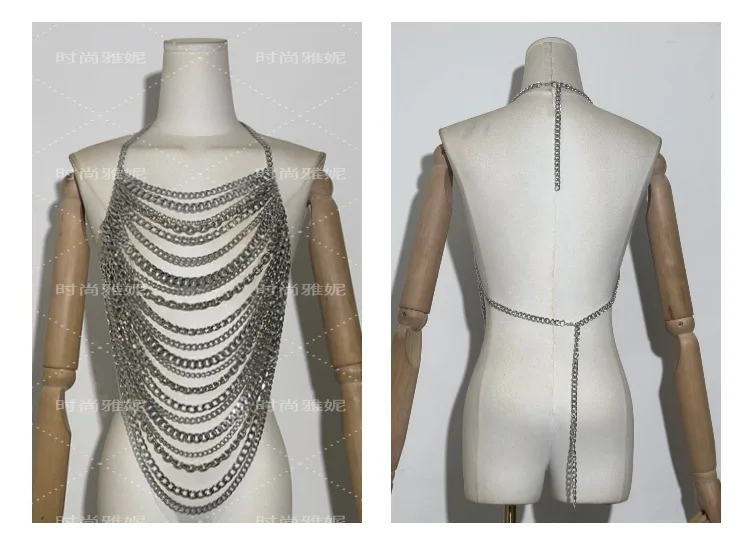 Top Senza Spalline Sexy con Catena per il Corpo, Abbigliamento Trendy per Performance, Intimo con Schiena Scoperta