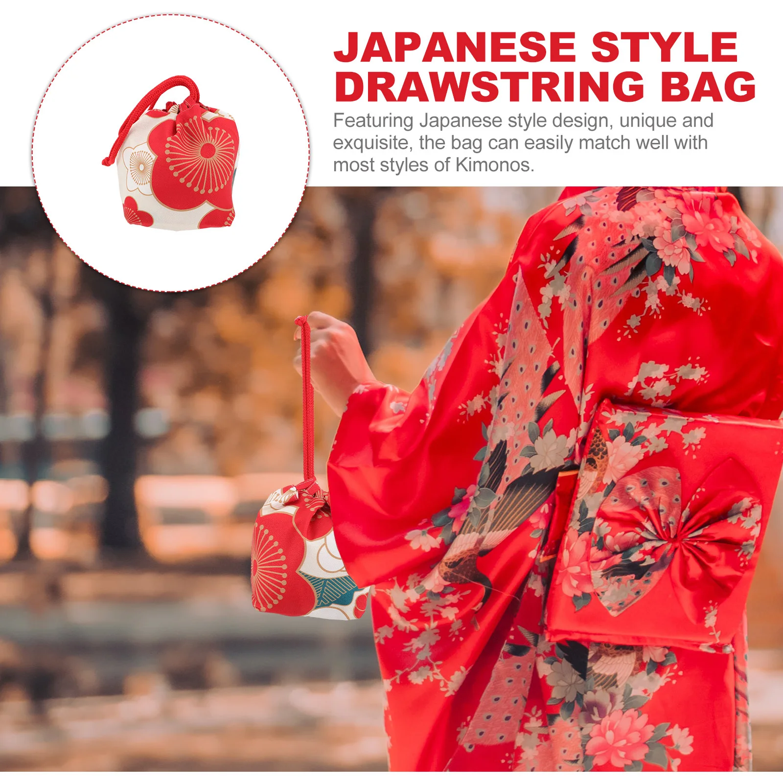 Japonês quimono cordão bolsa telefone bolsa de viagem hanfu jóias armazenamento japonês saco de cordão leve saco compacto