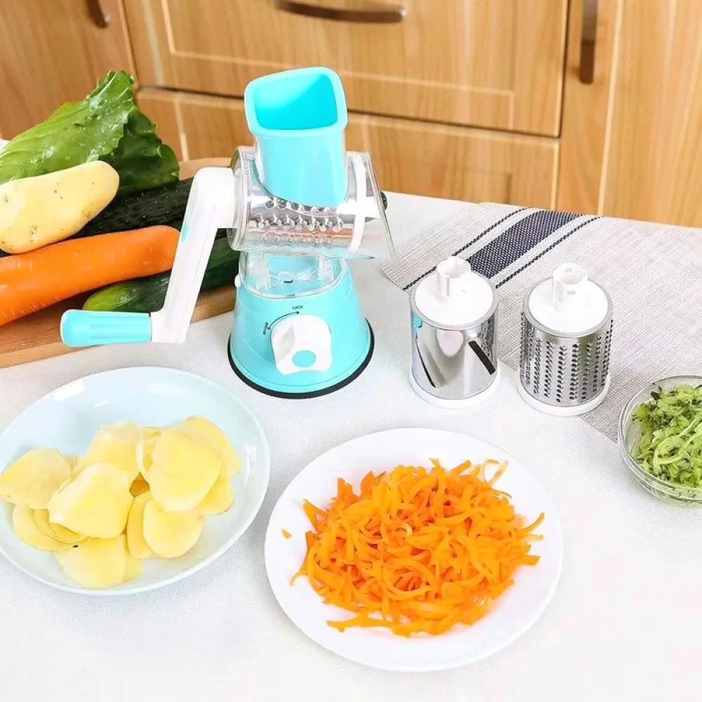 Handheld Rotary Grater Kitchen Slicer Shredder Vegetable Cutter Stainless Steel Blade Safe Food Processor For Home