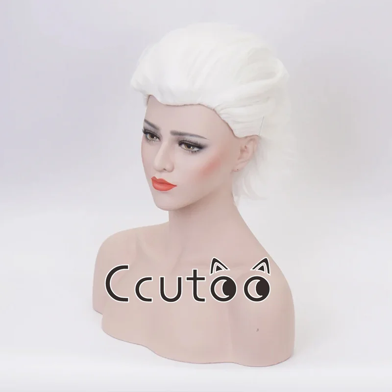 Perruque de Cosplay Ursula la petite sirène, cheveux synthétiques courts blancs pour adultes + bonnet de perruque