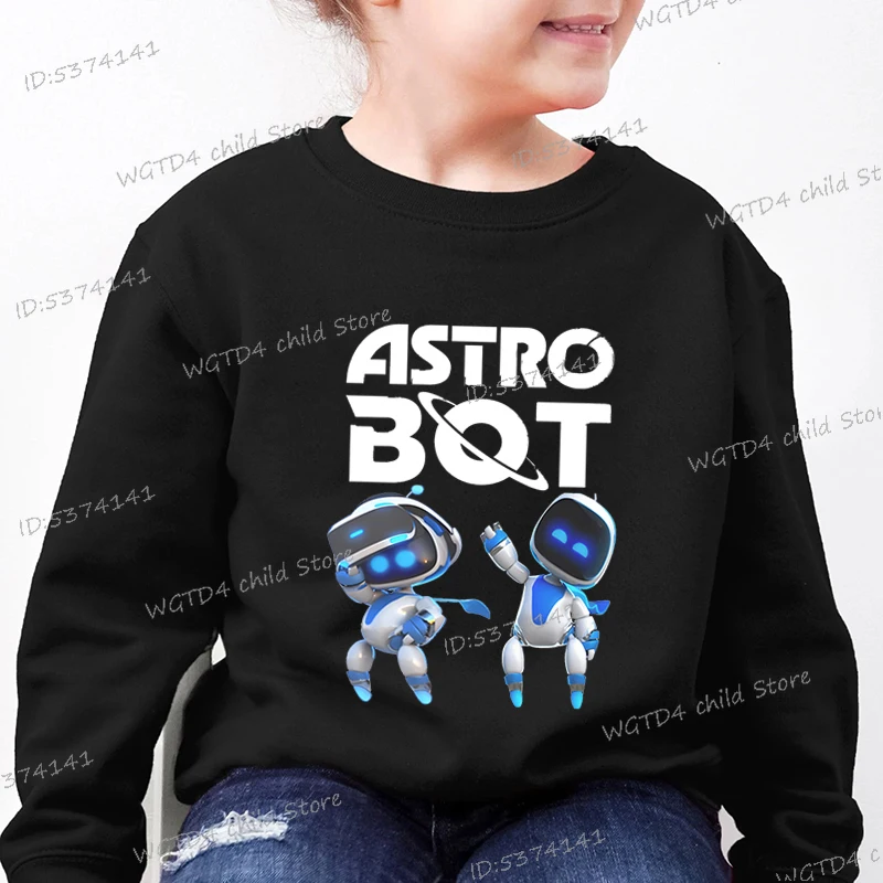 Autumn Winter Children's Astro Bot Sweatshirt Creative Astros Playroom Game Robot Boy Girl Hoodless Pullover Cartoon Streetwear