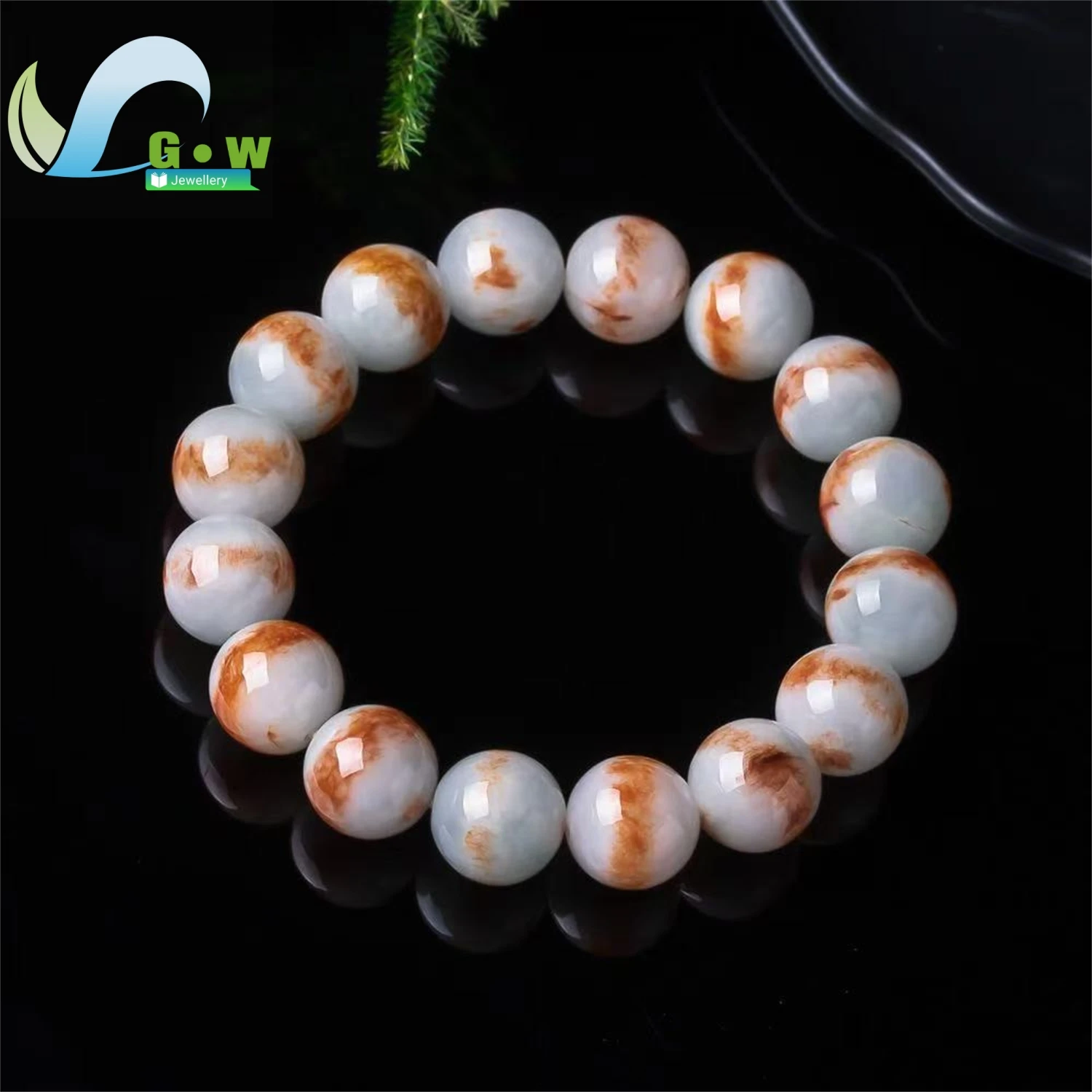 Natural A Grade Jadeite Tricolor Bead Bracelet Icy Three Color Jade Handmade Unisex Exquisite Ethnic Style Jewelry Gift