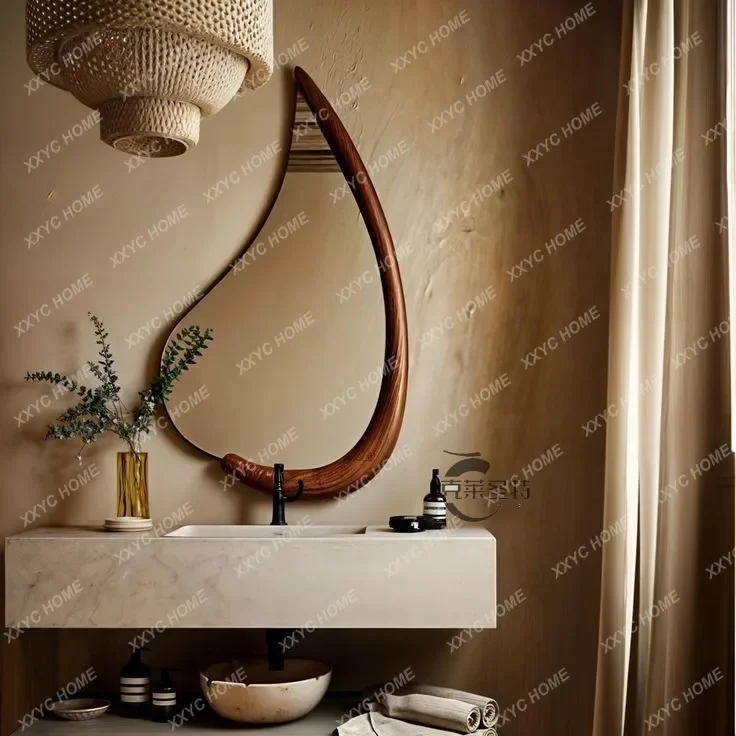 retro bathroom mirror wall hanging special-shaped living room wall decorative mirror medieval makeup mirror wall hanging