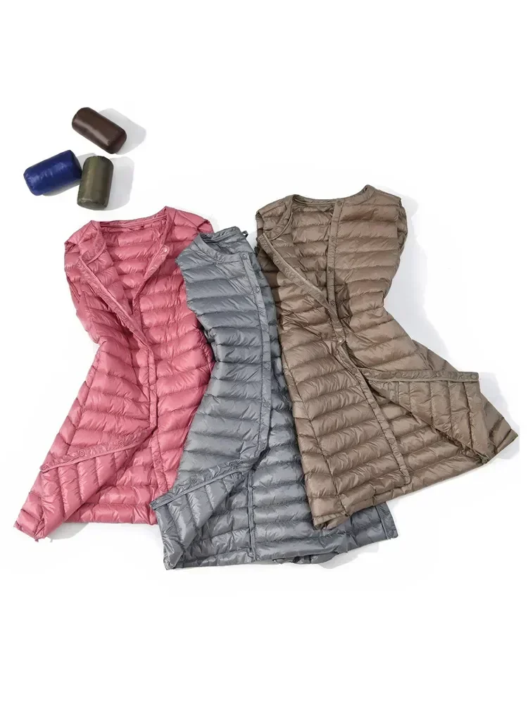 

Female Warm Waistcoat Women Ultra Light Down Coats Casual Slim Long Duck Down Vests High Quality Women Winter Jackets