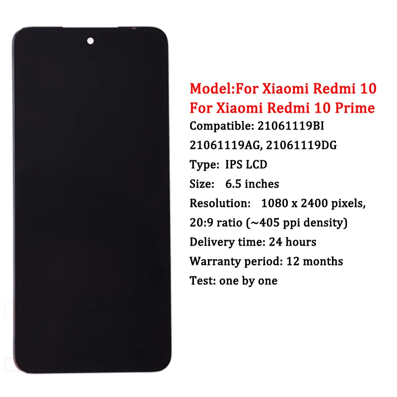 For Xiaomi Redmi 10 LCD Display Touch Panel Screen Digitizer Assembly Pantalla For Redmi 10 2022 21061119AG LCD Frame