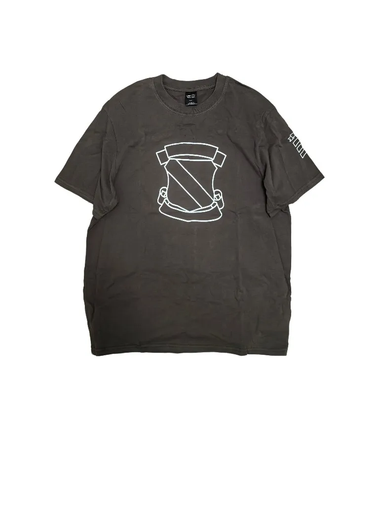 Lmyer No. 9 06 Archive Shield Classic Water Washed Distressed Short Sleeved Black and White T-shirt for Men Tees