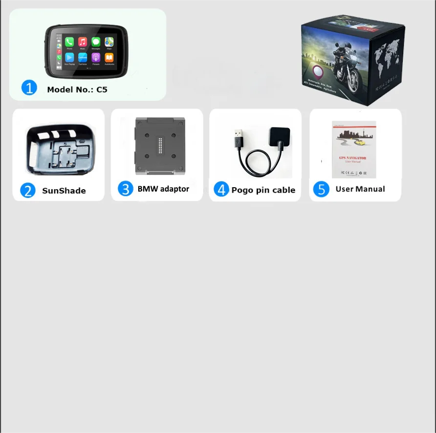 BMW bracket with 5-inch CARPLAY GPS navigator for motorcycles