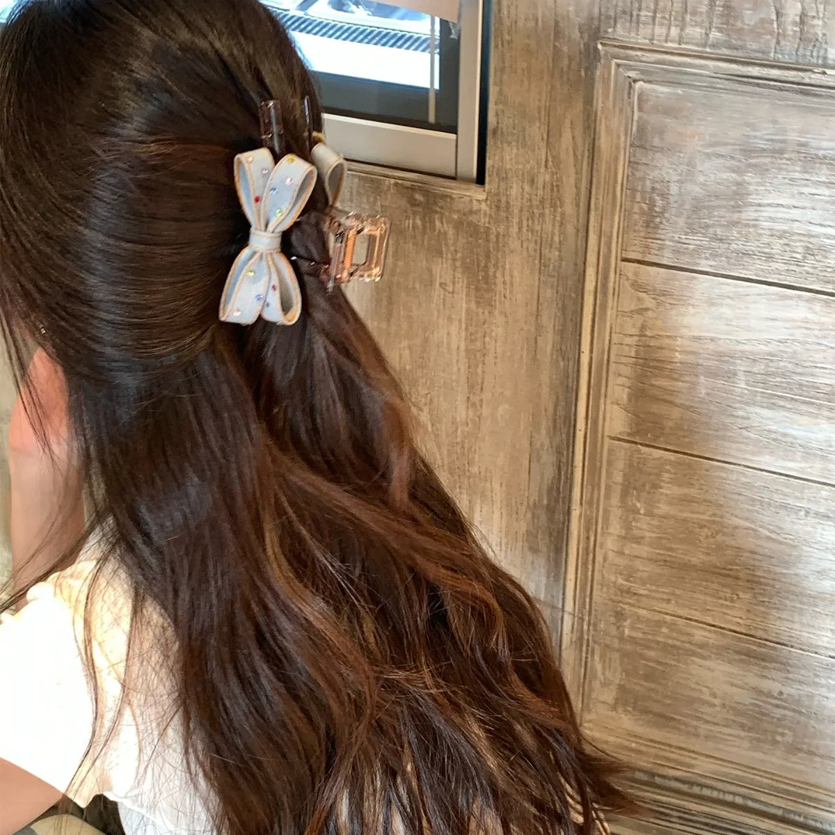 

New Rhinestone Denim Hair Claw Bow Clip Large grab Clip Elegant Luxurious Hair Accessories for Women заколки для волос женские