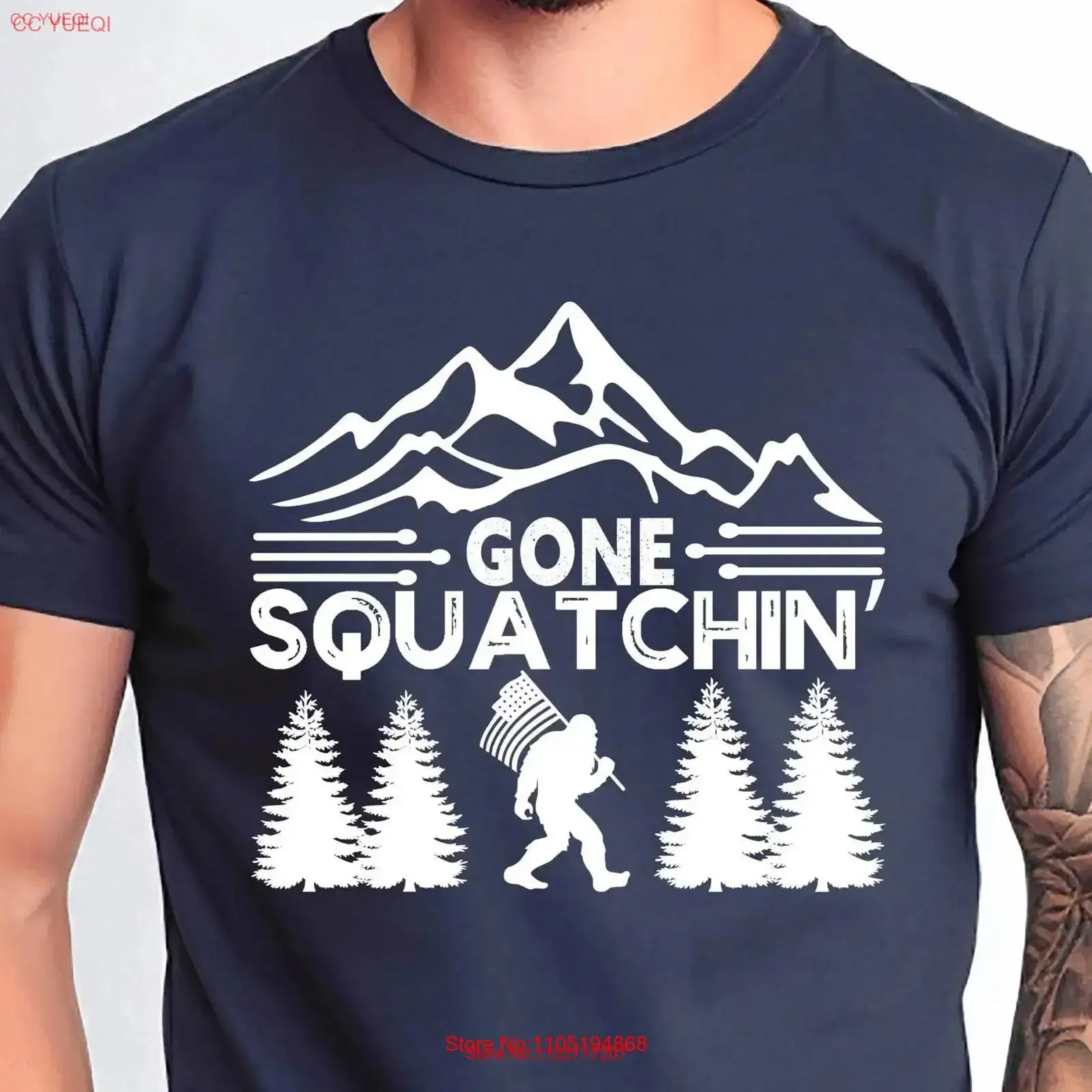 Gone Squatchin Bigfoot T shirt Mens Squatch ForesT Wilderness Outdoor Hunt Scary Monster vintage Washed Comfortable fashion