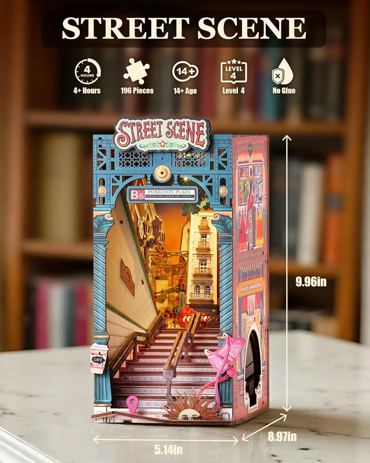 Robotime diy livro nook kits metrô urbano cena de rua casa em miniatura kits 3d quebra-cabeça de madeira booknook presente decorativo para adultos