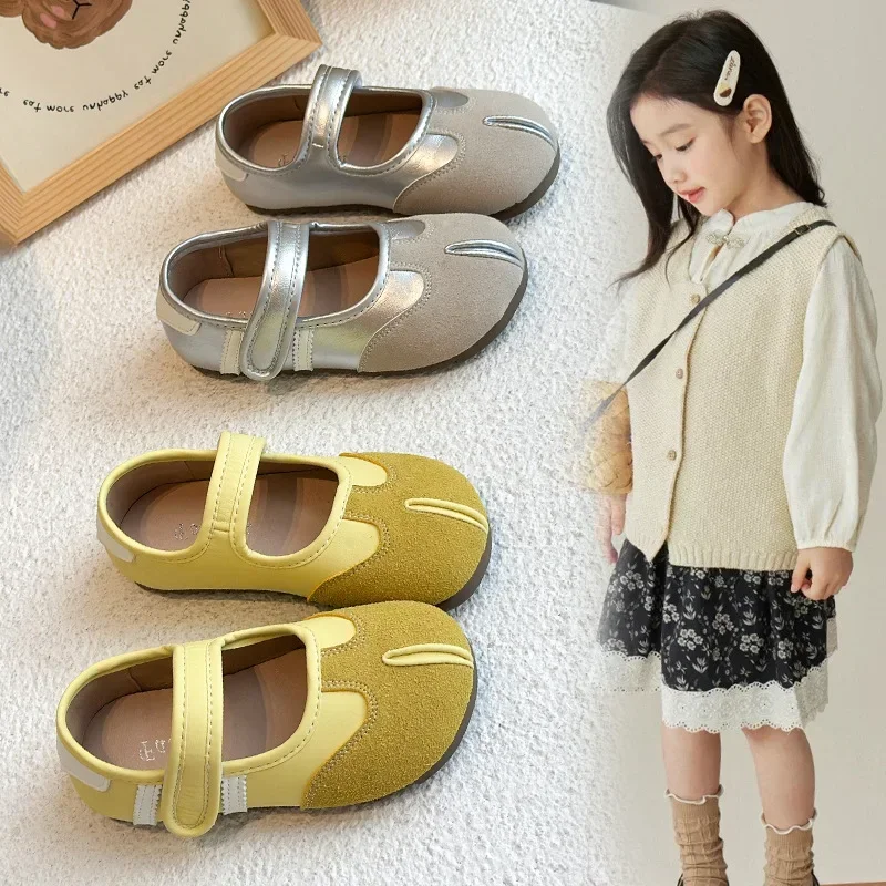 

Girls Fashion Sports Shoes Round Toes Flats Kids Casual Shoes Soft Versatile 2025 Autumn New Children Leather Shoes Non-slip