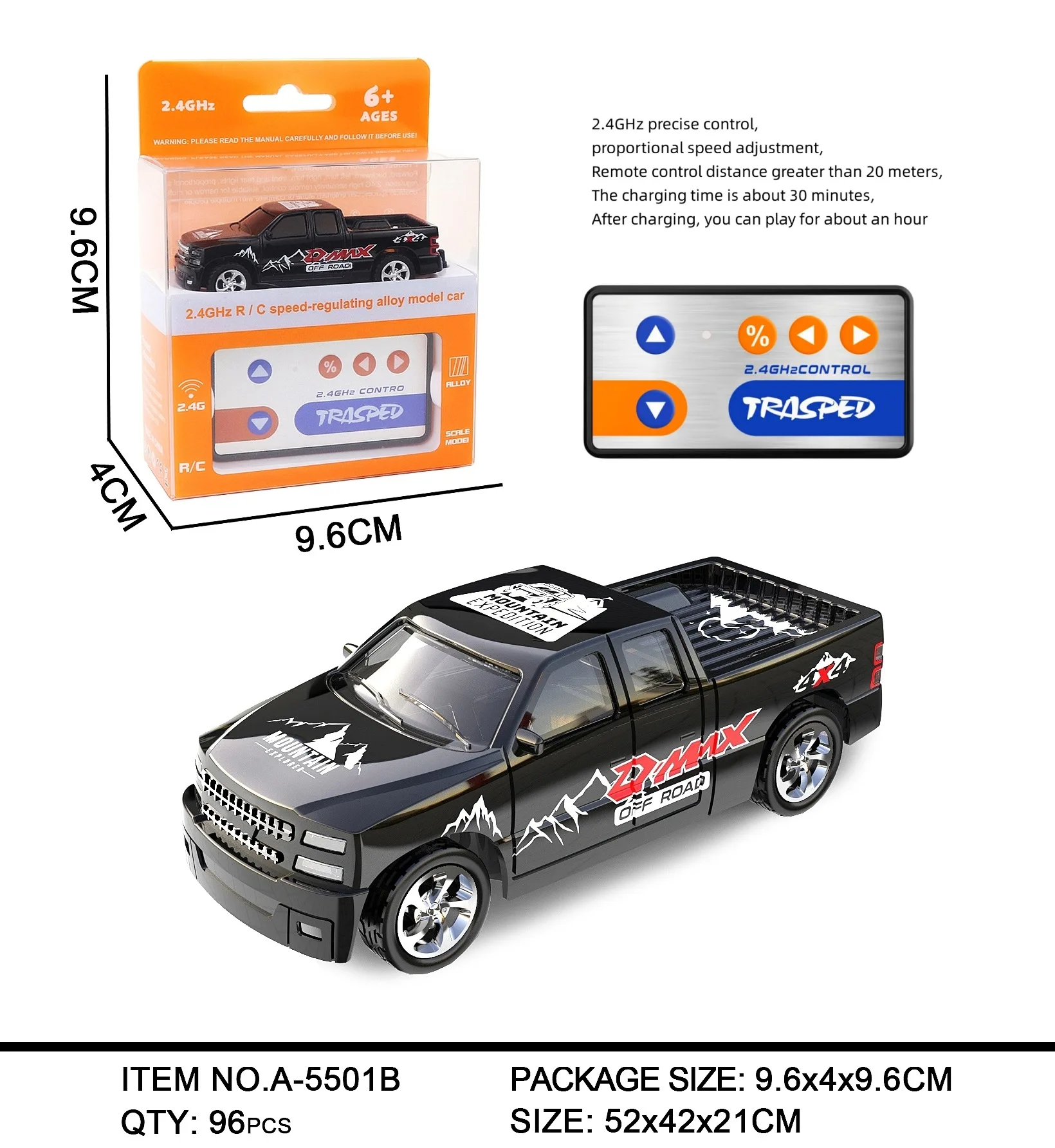 Mini remote control car toy 2.4G light adjustable speed with trailer simulation model 1:64 alloy car toy