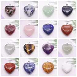 Heart Shape Amethyst Natural Stone Pendants for Jewelry Making DIY Necklace Reiki Pendant Lapis Crystal Quartz Fashion Jewelry