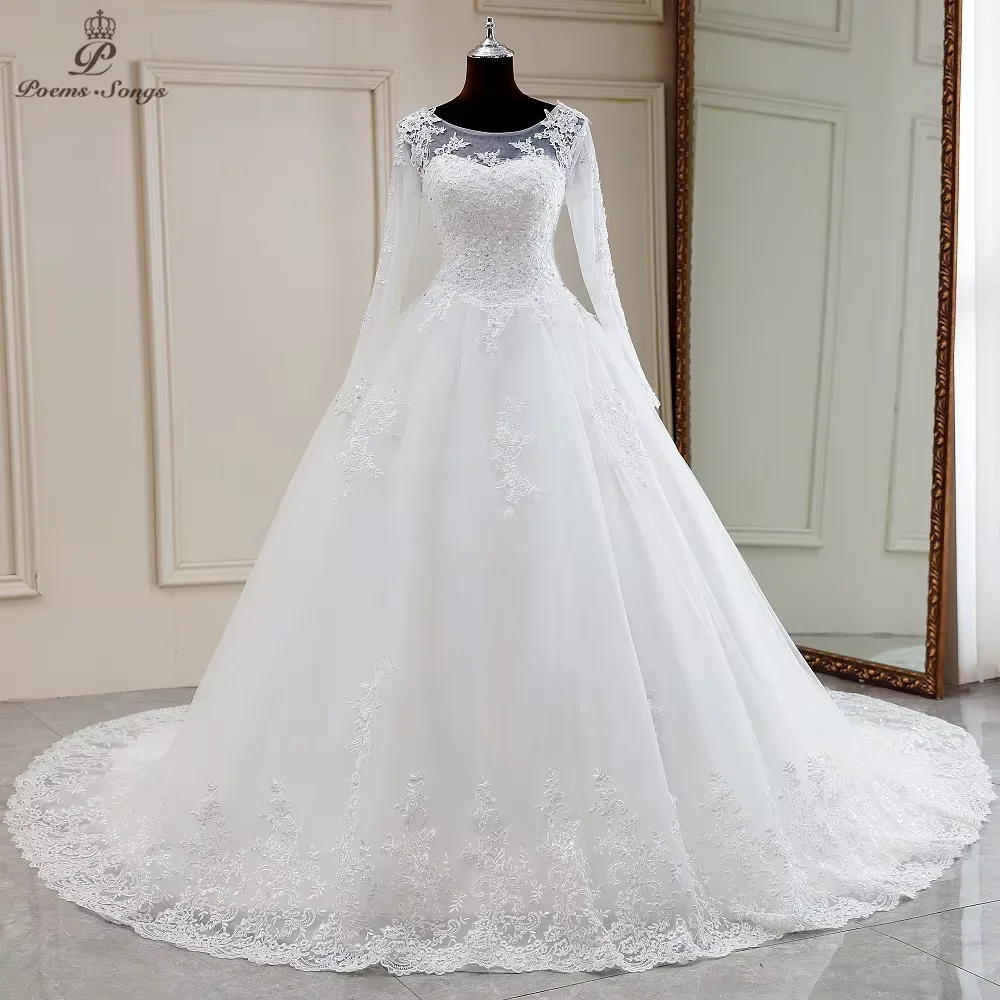 

Customized New Elegant long sleeves wedding dress boho marriage dress robe de mariee vestidos de novia wedding gown Bridal dress