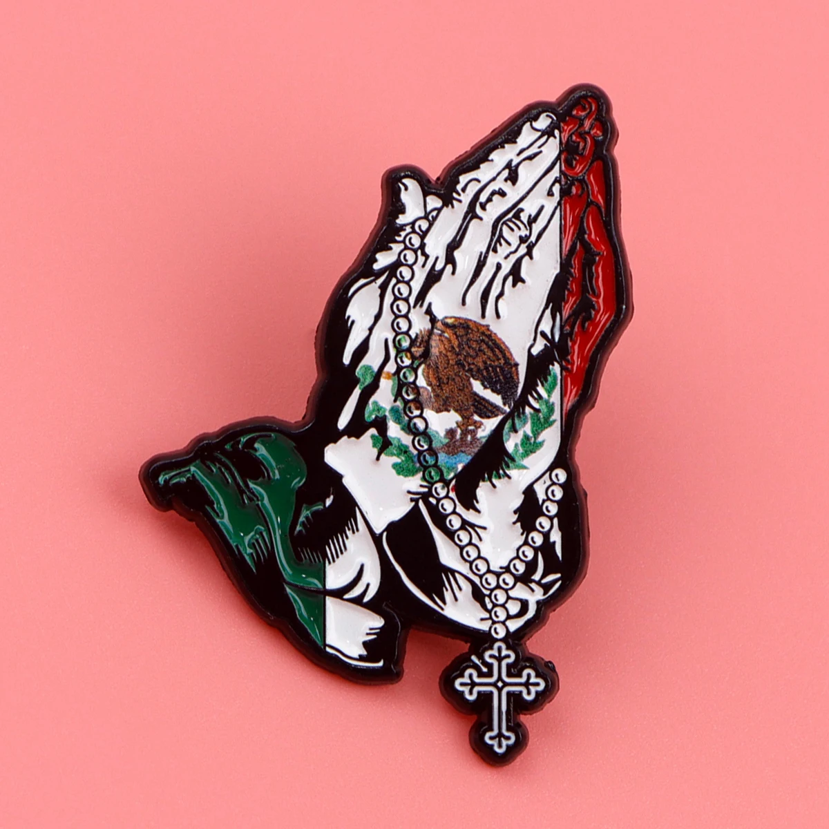 Mexican Flag Enamel Pin Prayer Gesture Brooches for Women Men Lapel Pins Eagle Badges Clothes Accessories Fashion Jewelry Gifts image 3