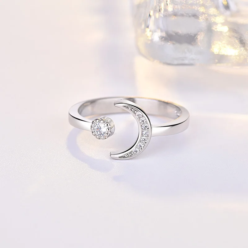 925 Sterling Silver Ring Moon Simplicity for Women Wedding Engagement Jewelry Accessories 5A CZ Rings Fashion High Quality Gift