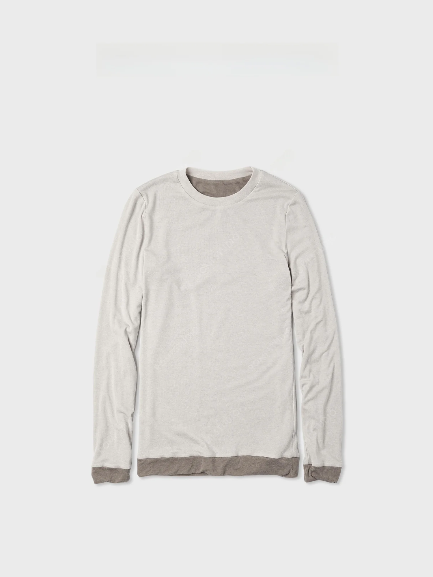 

ROMI STUDIO Double-Sided Ultra-Fine Wool Long Sve T-irt Color Blo Casual Sle Stand Fit Ladies Spring Faion