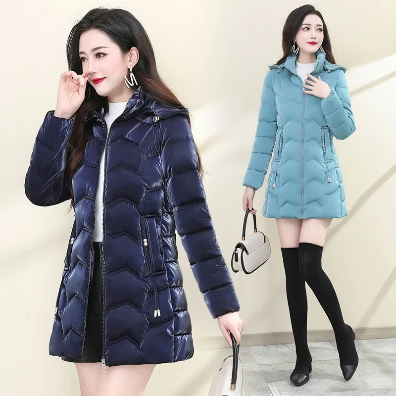 

Plus Size Lace Up Hooded Parkas Women Fur Cotton Autumn Winter Thick Maxi Quilted Coats Pockets Jackets Warm 2024 Outwear Korean