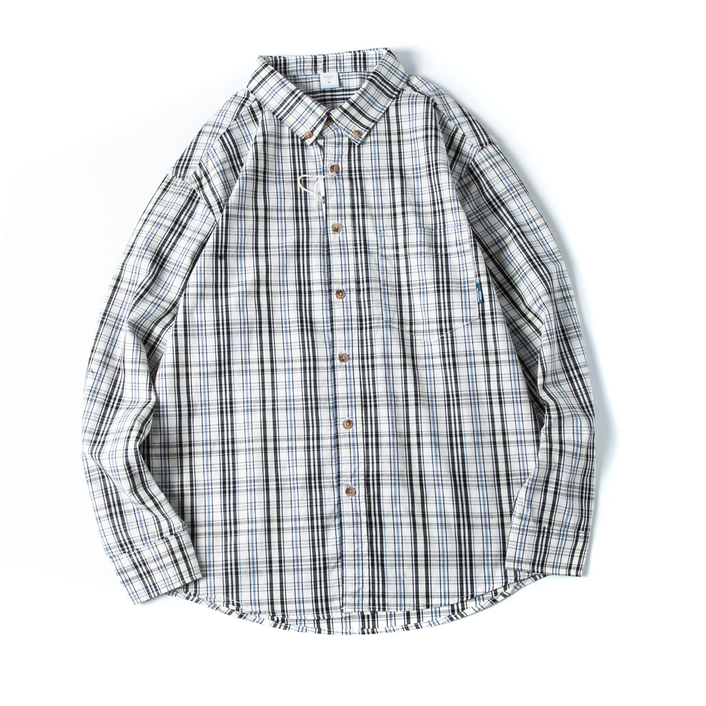 

Мужской кардиган в американском ретро-стиле из 100% хлопка, свободного кроя, с длинным рукавом, в клетку, с отложным воротником, с ярким узором