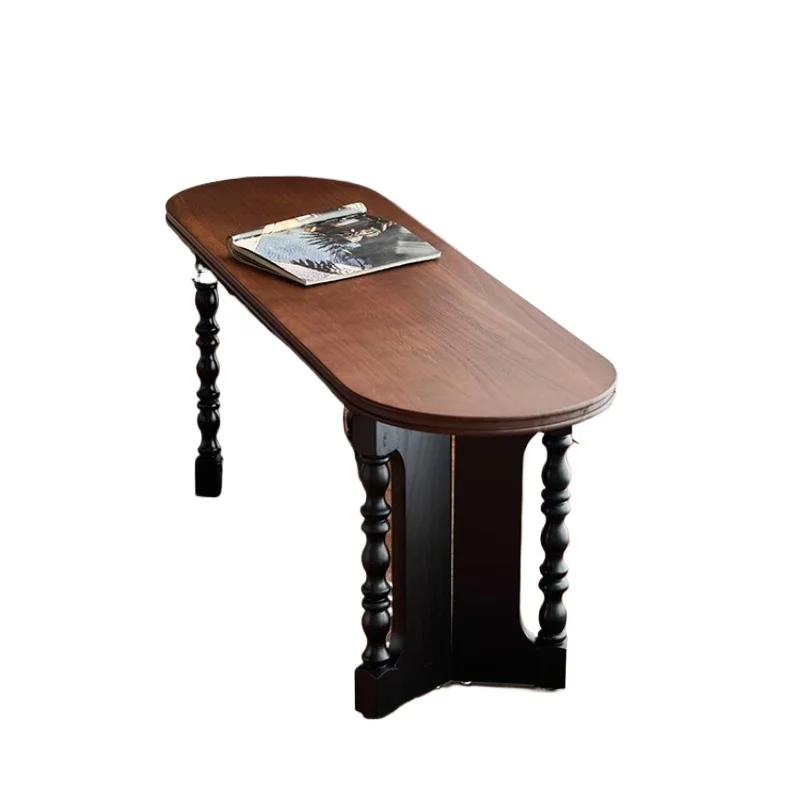 

French retro solid wood bench, dining table, household bedroom, shoe changing stool at the end of the bed