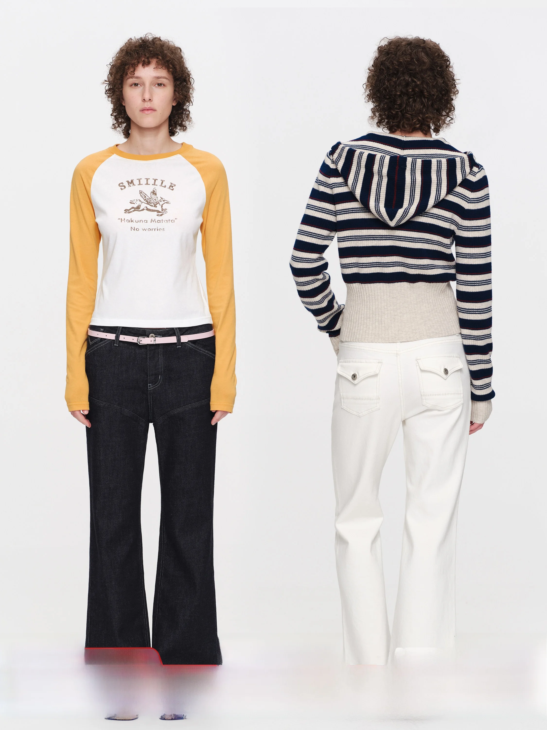 

Retro Loose Fit Original Color Micro Flared Denim Pants Low Waist Draped Wide Leg Nine Point Long Trousers SMIIILE