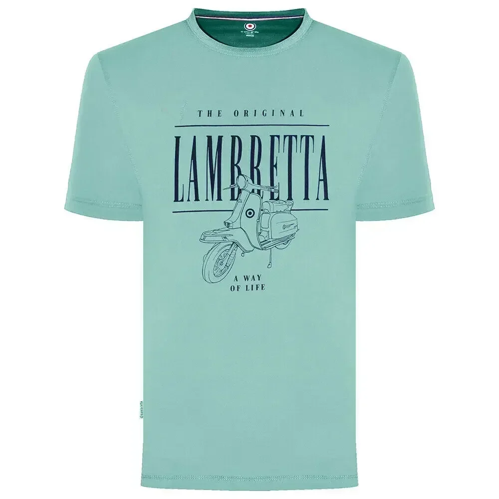 Lambretta T-shirt décontracté pour homme, bleu, avec motif de scooter rétro Mod Carnaby