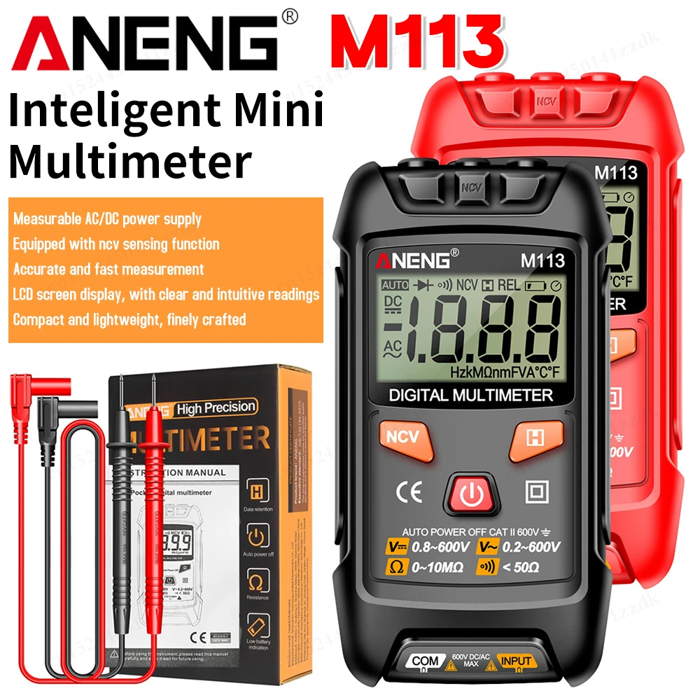 ANENG M113 Digital Mini Multimeter Tester Digital Inteligent AC/DC Voltage Meter Ohm NCV Measuring Instruments Electricity Tools