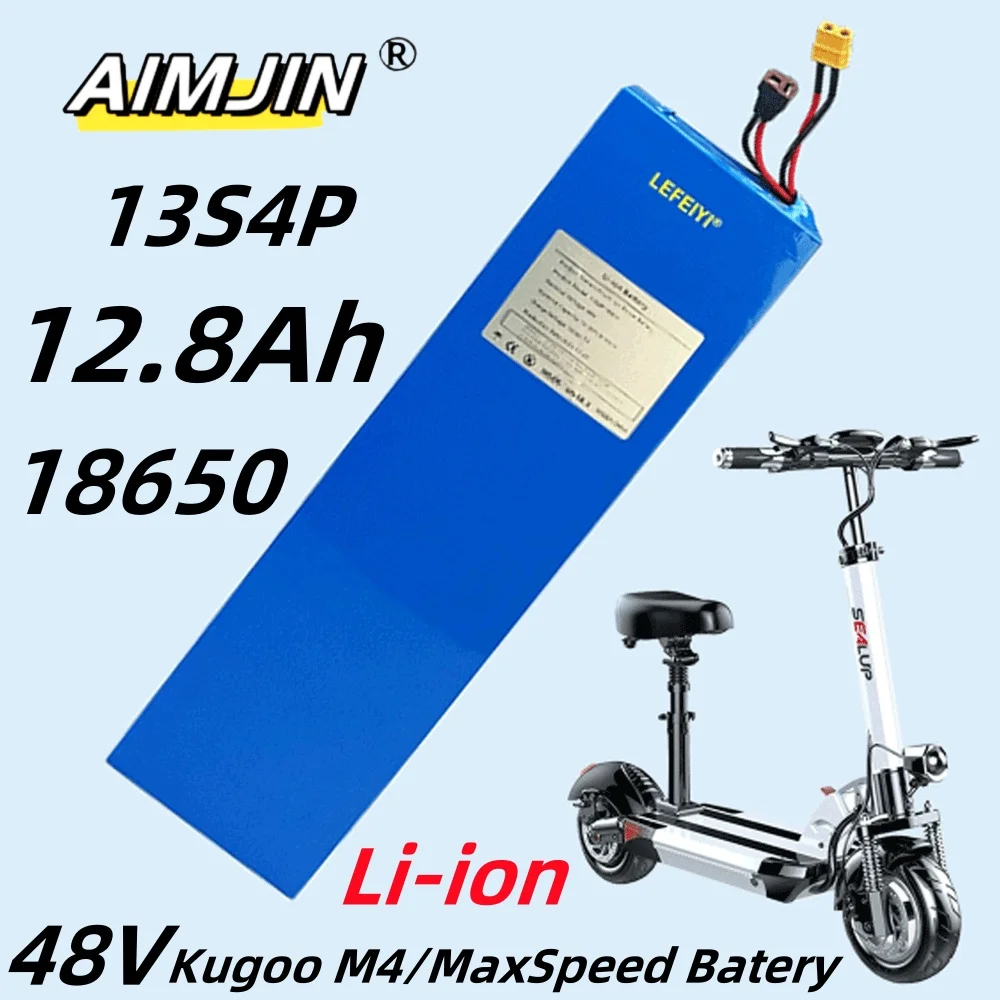 48V 12.8Ah Bike 18650 Lithium Battery 13S4P 800W Scooter Battery Pack 48V 12800mAh Battery