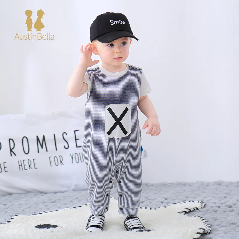 Austin&Bella Baby Boy Romper Striped Jumpsuit for Infants Boys 0 To 2 Years Old Spring Autumn Outwear Newborn Baby Bodysuits