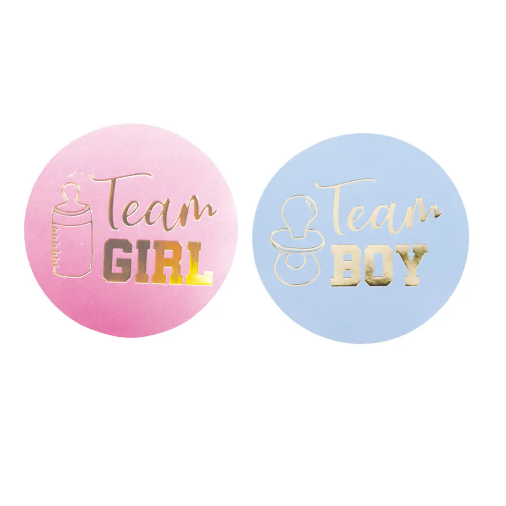 

48Pcs Gender Reveal Stickers for Kids Party Vote Activity Paper Adhesive Stickers with Clear English Words Boy Girl Design