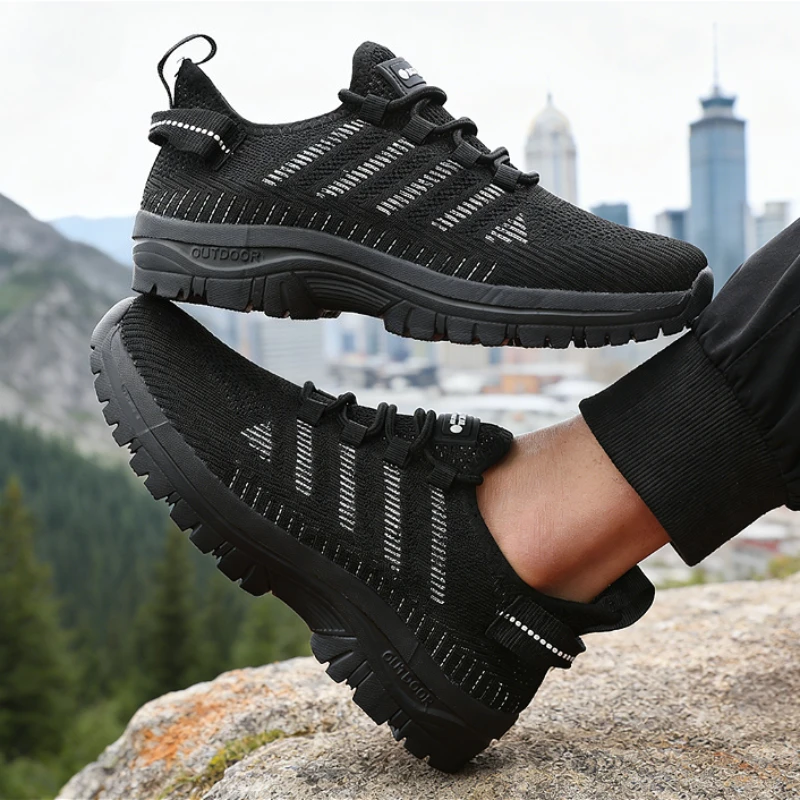 

Men's Outdoor Sport Sneakers 2025 Breathable Knit Shoes Anti-Slip for Hiking Gym Running Casual Comfortable Lightweight Footwear