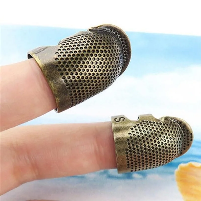 Retro Hand working Sewing Thimble Finger Protector Needlework Metal Brass Sewing Household DIY Sewing Tools Accessories