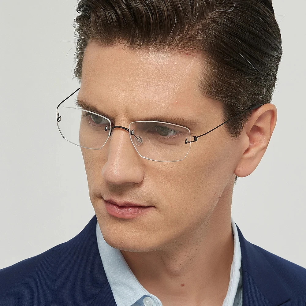 Men Rectangle Frameless Air Titanium Glasses Frame Brand Design 2527 Women Ultralight Gold Wire Rimless Eyeglasses Spectacles