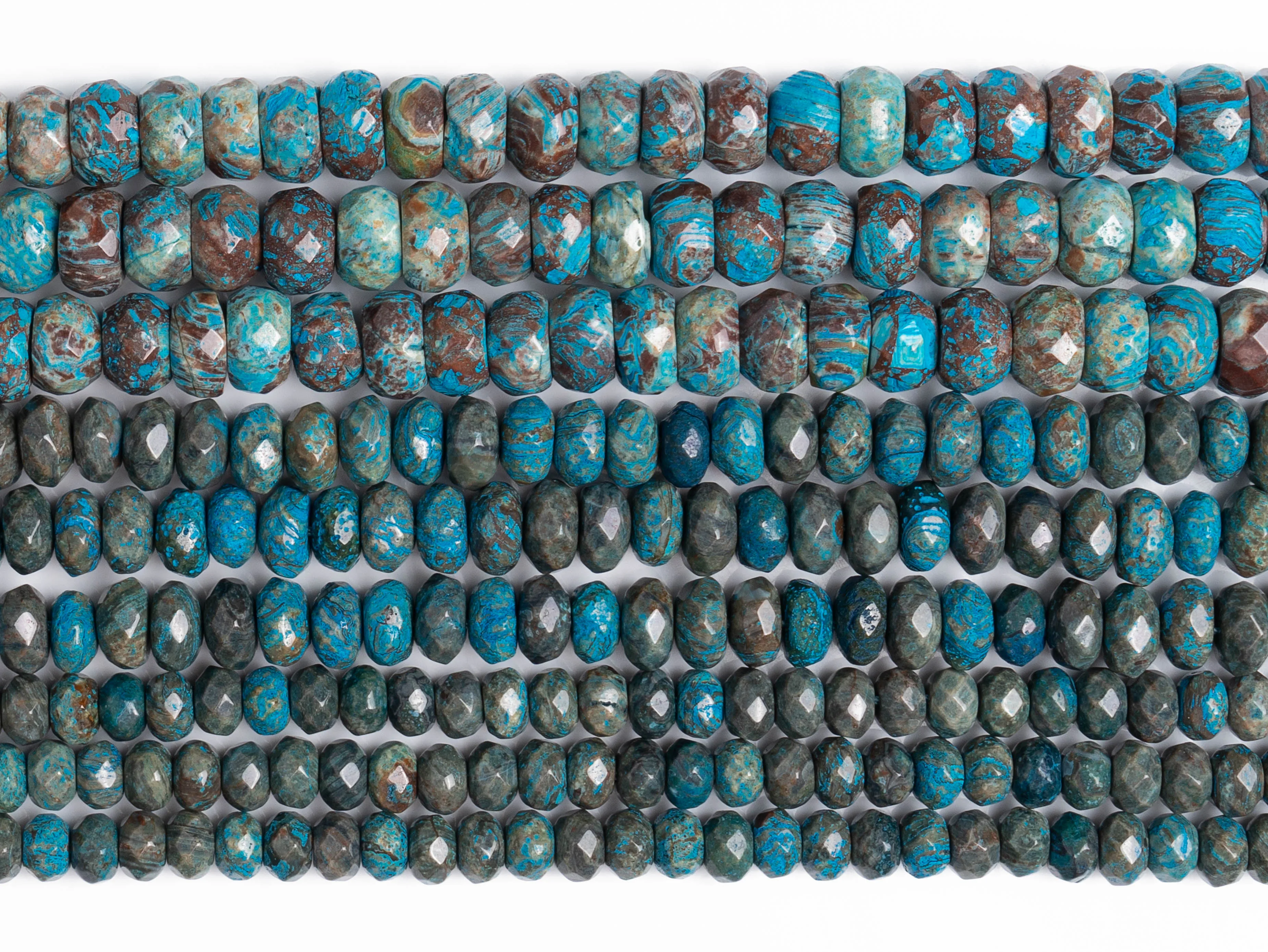 Blue Green Calsilica Jasper Beads AAA Natural Gemstone Faceted Rondelle Size Options 6/8/10mm for Jewelry Making