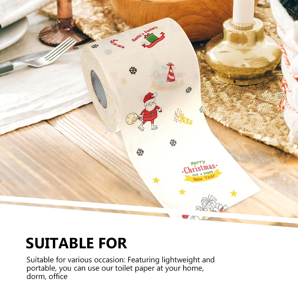 4 Rolls Decorate Christmas Pattern Toilet Paper Tissue Xmas Printing