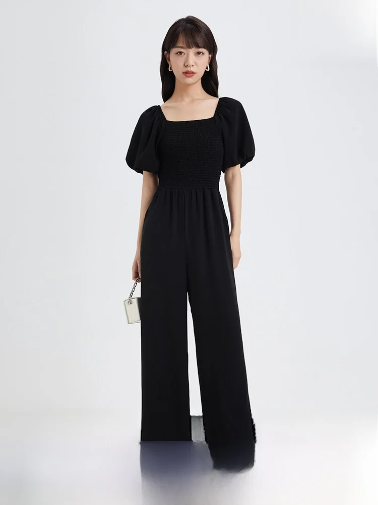 

Summer New Bla Drapey Wide Leg Jumpsuit Women's Slimming High Waist Sensation HerTu Commute Sle High Quali One-Piece